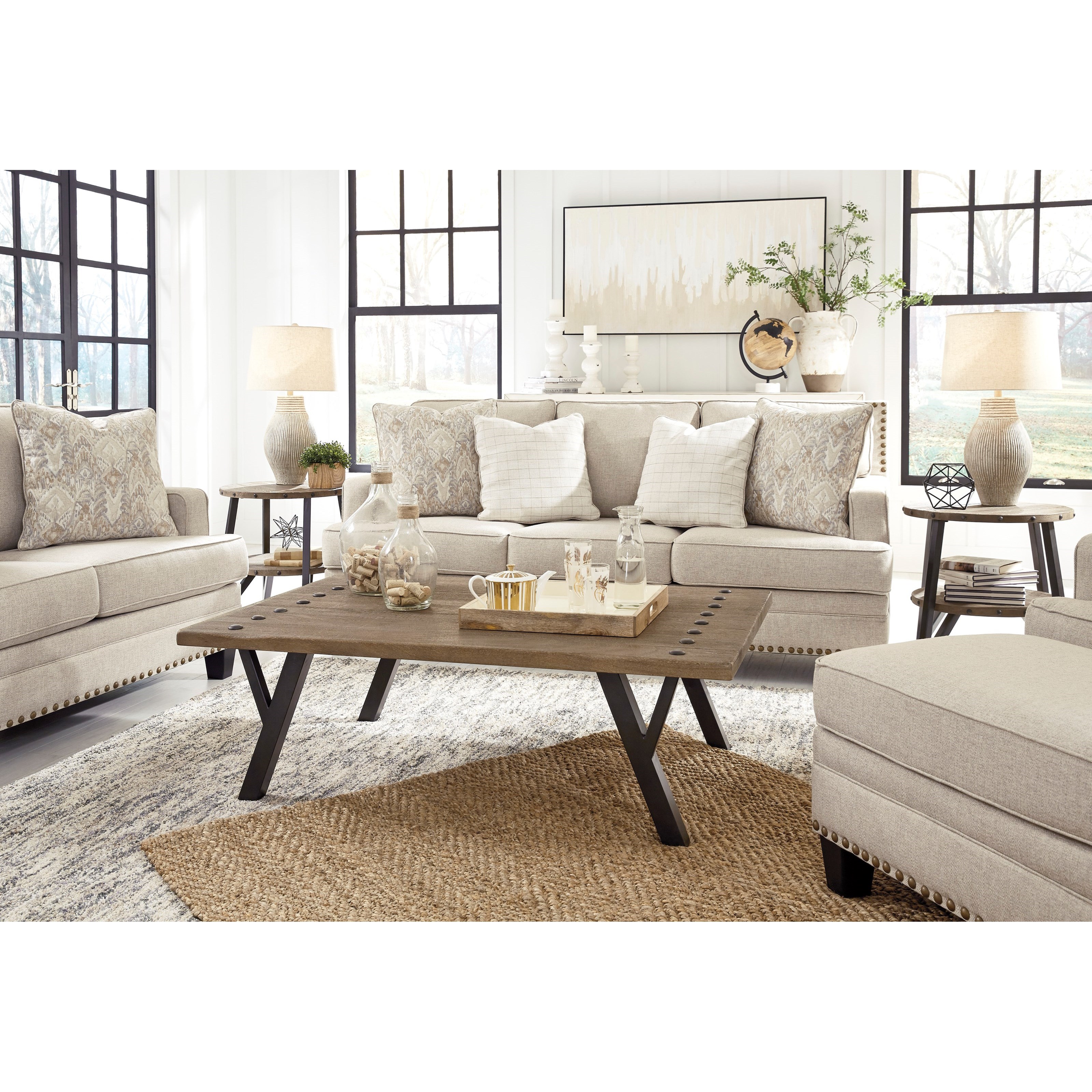 Benchcraft Claredon 1560238 Transitional Sofa with Nailhead Trim